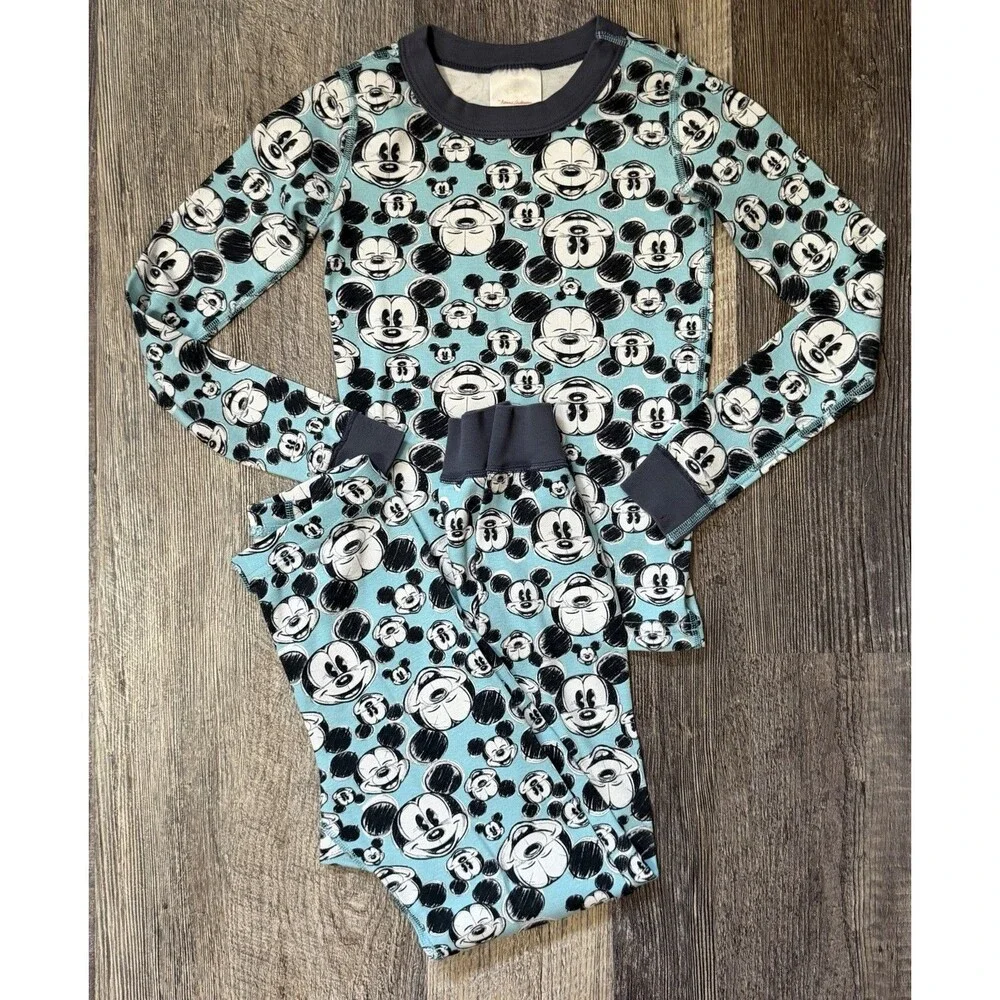 Hanna Andersson Mickey Mouse Pajama Set Kids Size 8 Disney Organic Cotton PJs